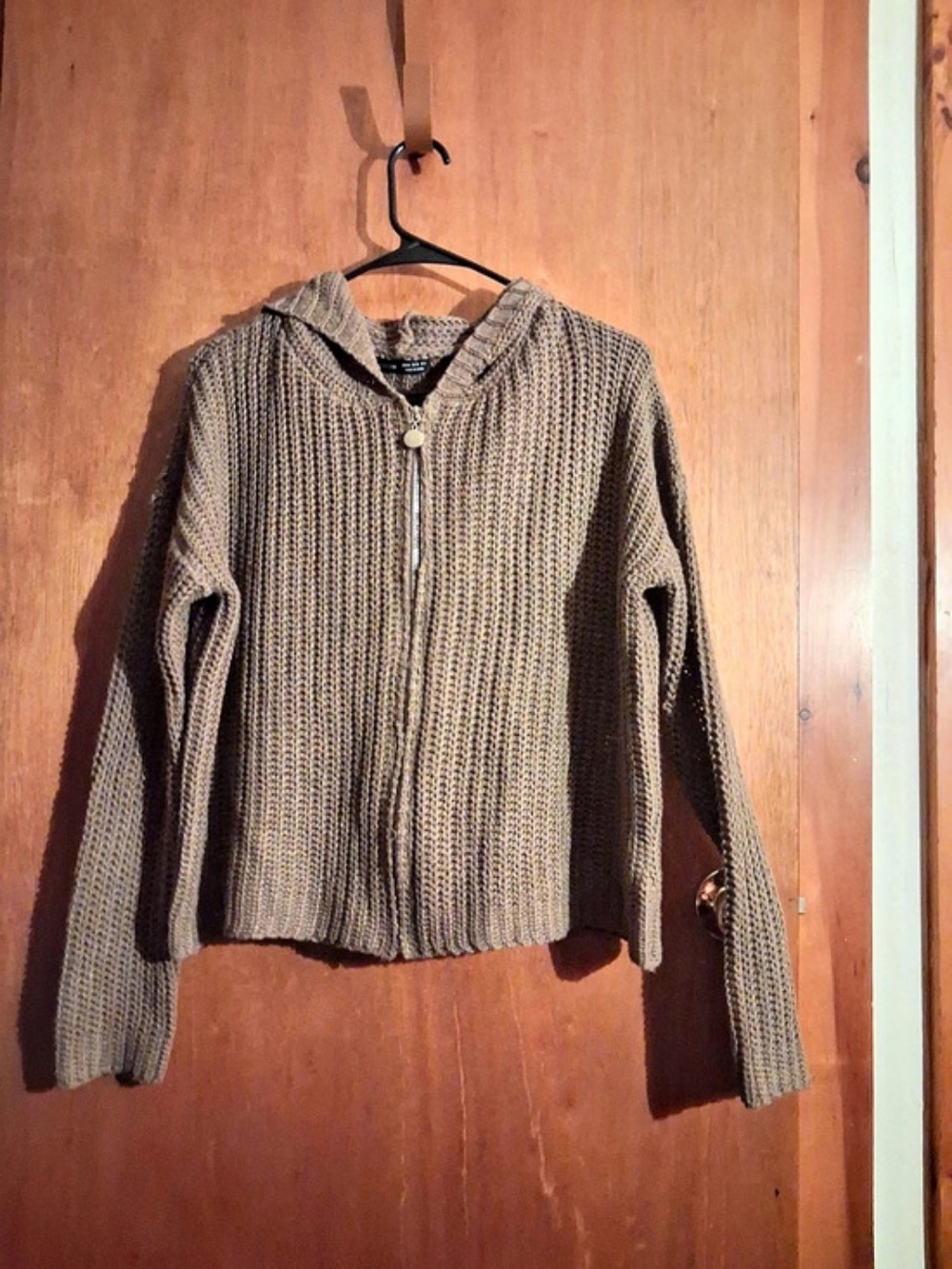 Shein Olive Green Hooded Knit Sweater